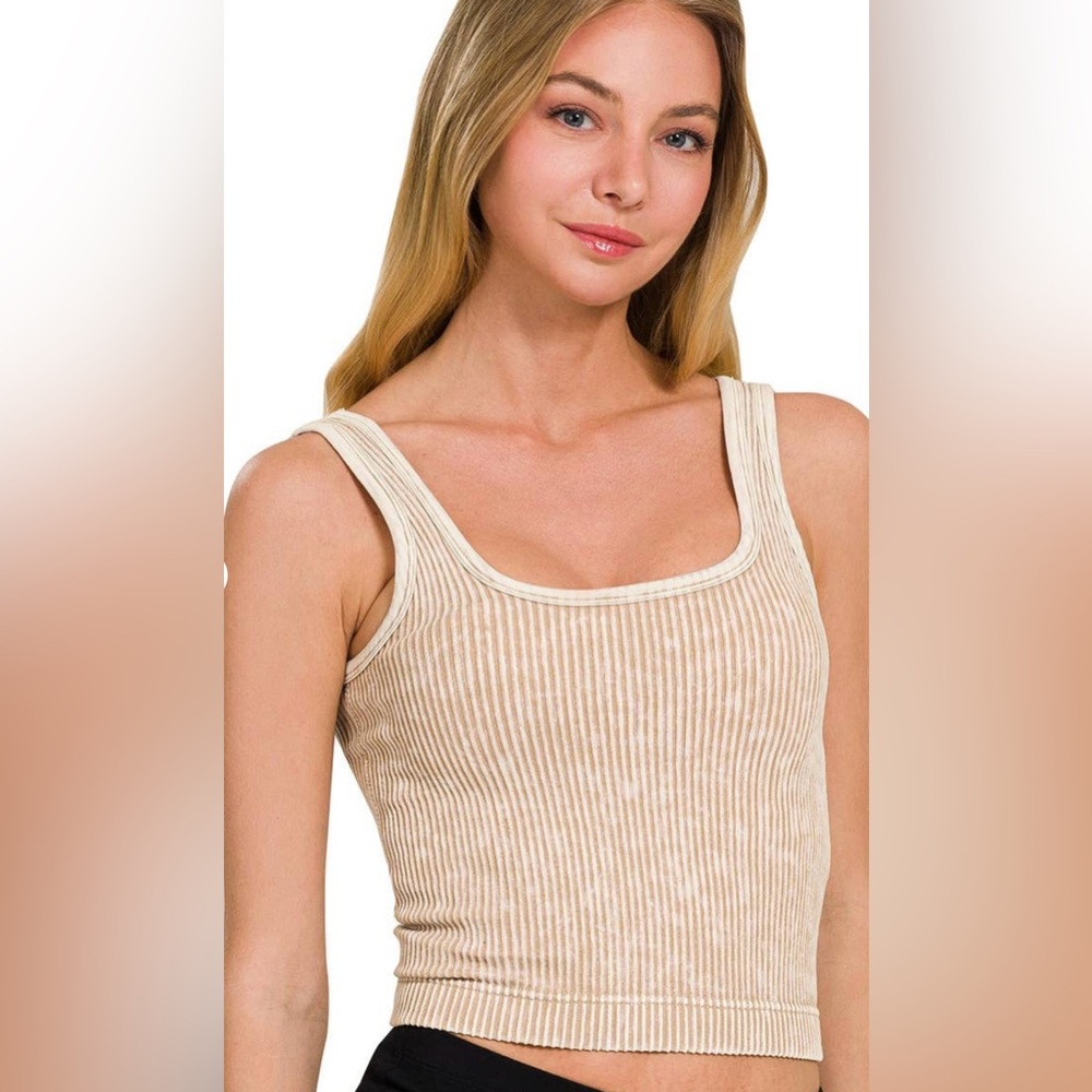 2-Pack Zenana Ribbed Built In Bra Tanks - Picture 4 of 10